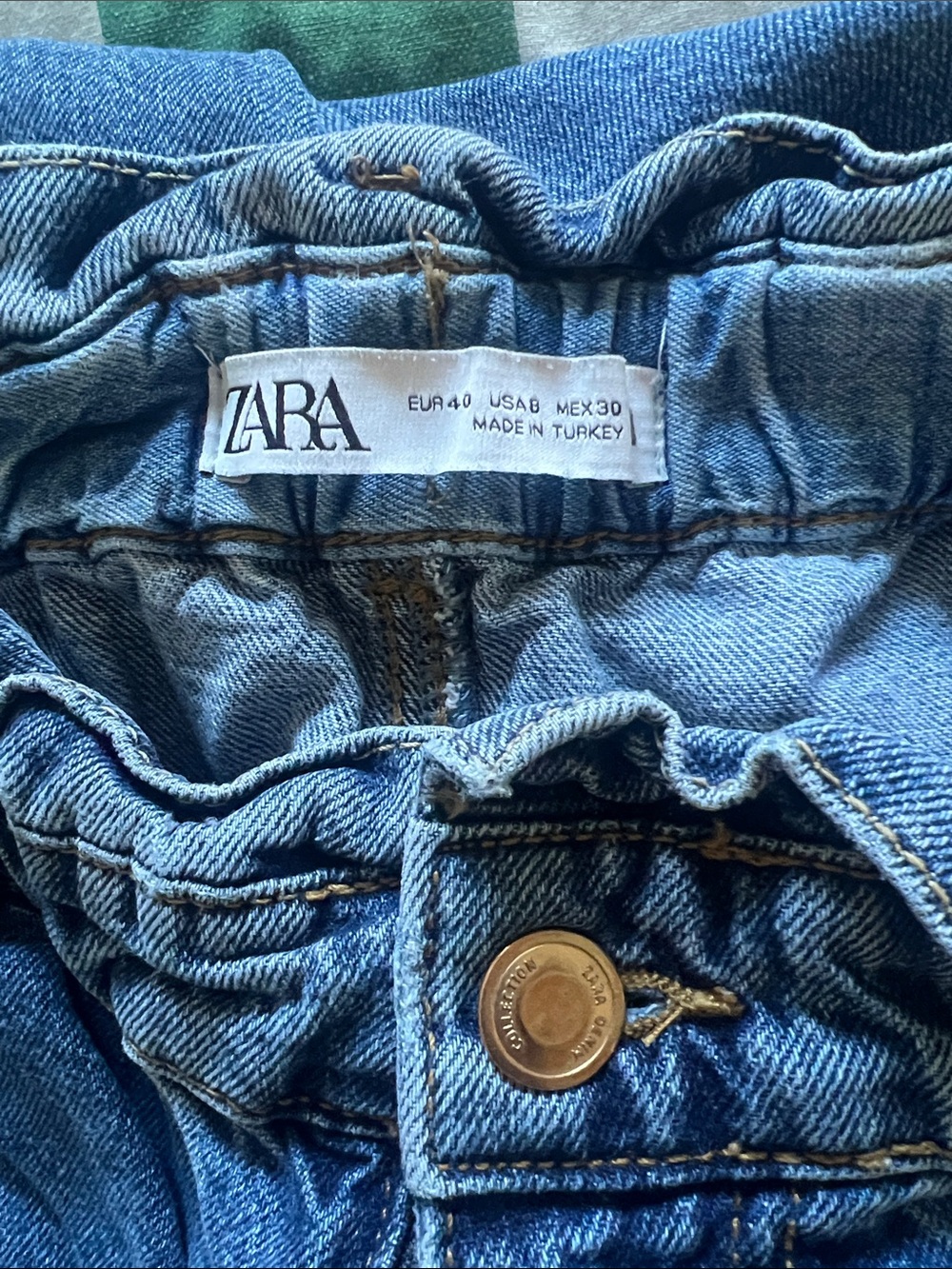 Zara Medium Blue Denim Jeans with Button Waist